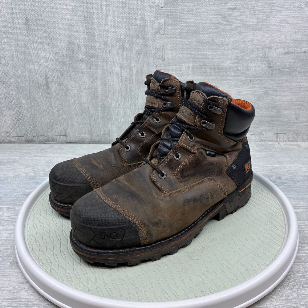 Timberland PRO Boondock Work Boots Mens 11.5 Brown Leather Composite Toe 92615